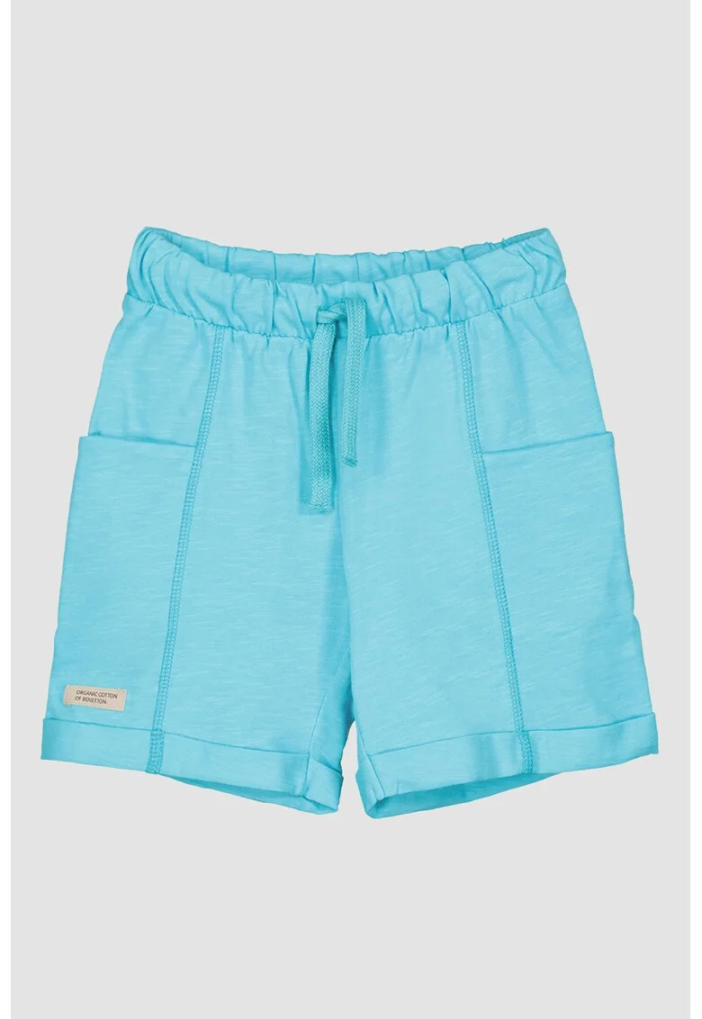 Pantaloni scurti de bumbac cu buzunare laterale, Turcoaz