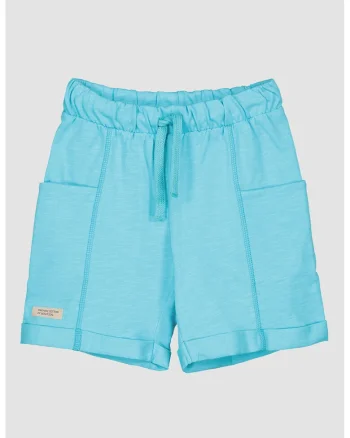 Pantaloni scurti de bumbac cu buzunare laterale, Turcoaz