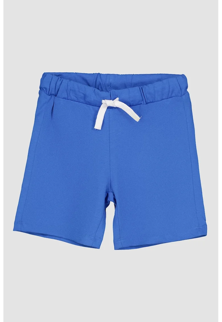 Pantaloni scurti de bumbac cu snur in talie, Albastru