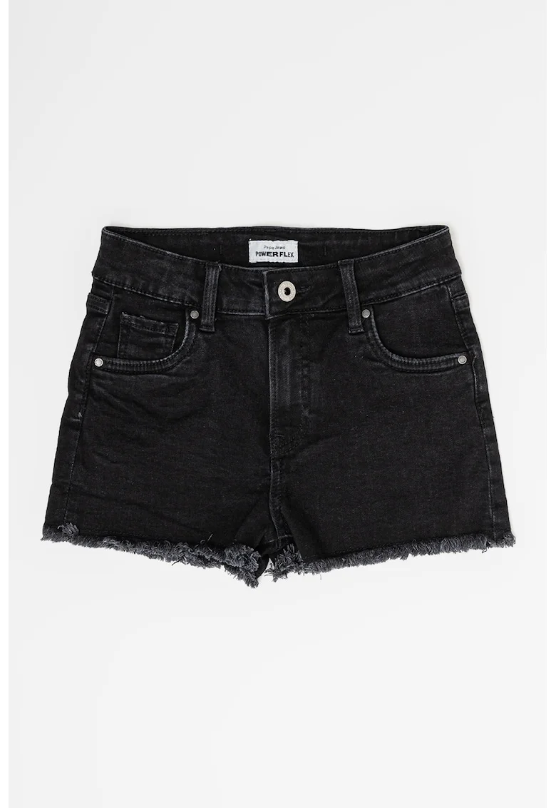 Blugi scurti cu talie inalta Patty, Negru