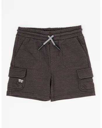 Pantaloni scurti cu snur si buzunare cu clapa, Gri inchis