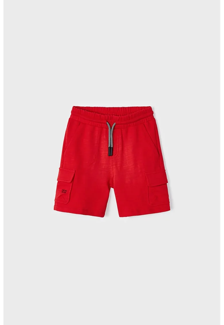 Pantaloni scurti cu snur si buzunare cu clapa, Rosu