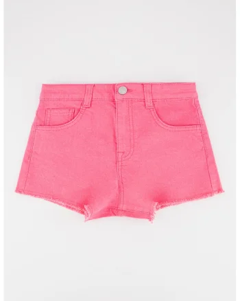 Pantaloni scurti din denim cu terminatii nefinisate, Roz