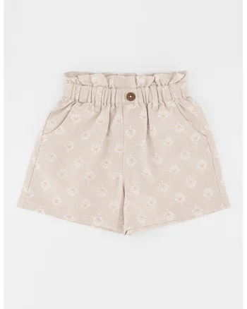 Pantaloni scurti din amestec de in cu talie inalta, Gri deschis