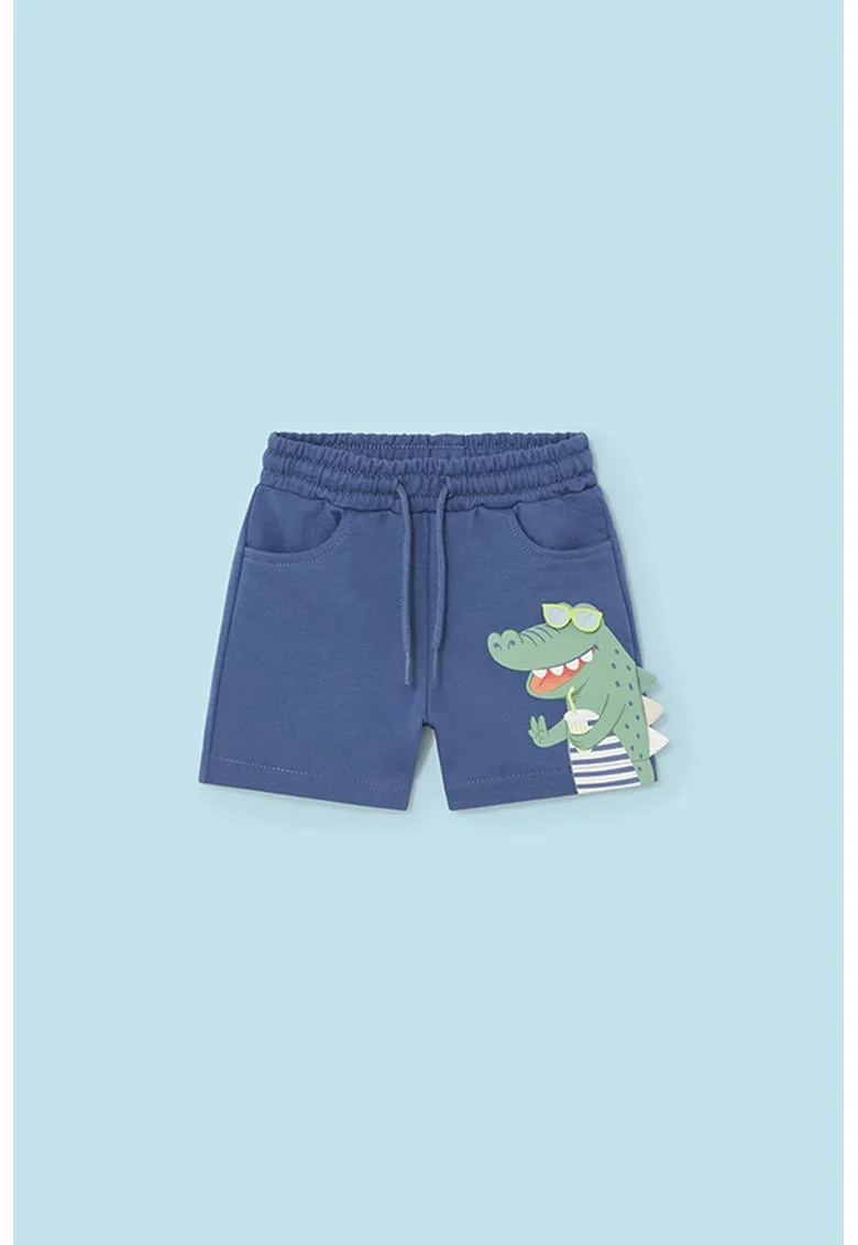 Pantaloni scurti cu aplicatie crocodil, Verde/Albastru
