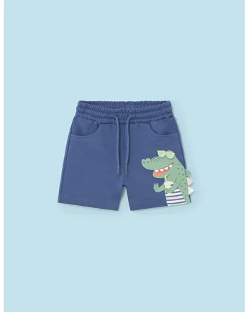 Pantaloni scurti cu aplicatie crocodil, Verde/Albastru