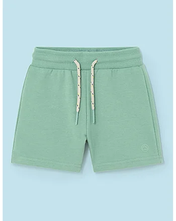 Pantaloni scurti din amestec de bumbac cu snur, Verde pal