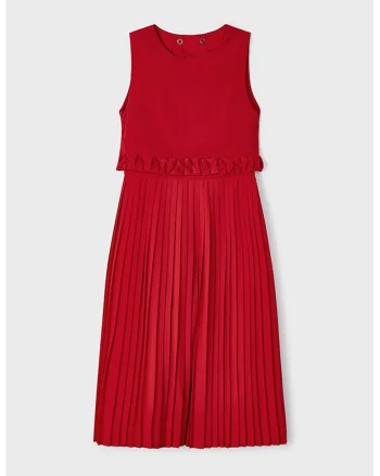 Rochie cu pliuri si decupaj pe spate, Rosu inchis
