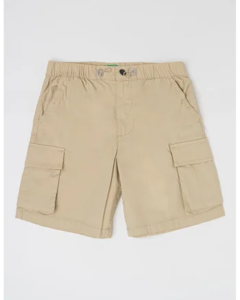 Pantaloni scurti de bumbac cu talie ajustabila si buzunare cu clapa, Bej