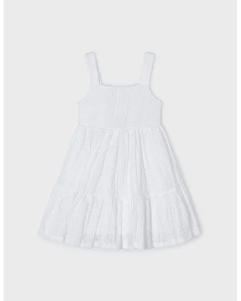 Rochie evazata fara maneci, Alb