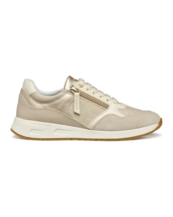 Pantofi sport cu insertii de piele intoarsa, Maro taupe deschis