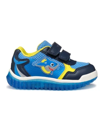 Pantofi sport cu LED-uri si velcro, Turcoaz/Bleumarin