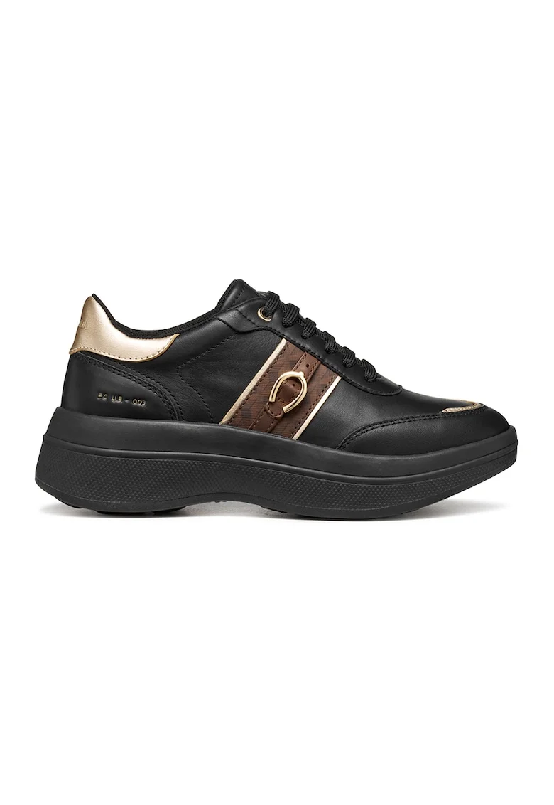 Pantofi sport wedge de piele, Negru/Maro
