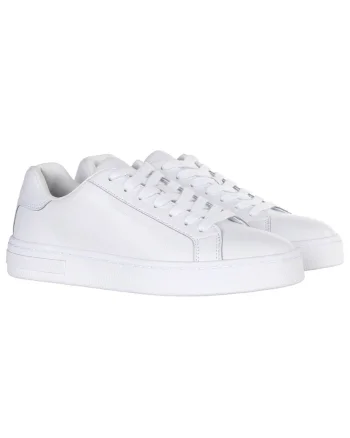 Pantofi sport low-cut de piele cu siret, Alb