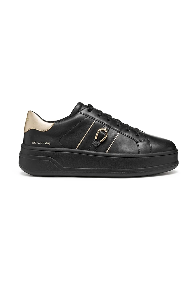 Pantofi sport de piele cu platforma Mixed, Auriu/Negru