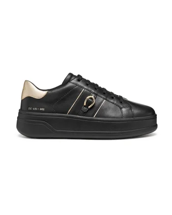 Pantofi sport de piele cu platforma Mixed, Auriu/Negru