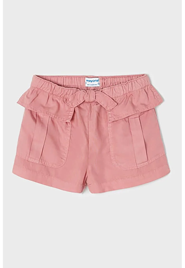 Pantaloni scurti din denim si buzunare frontale, Roz prafuit