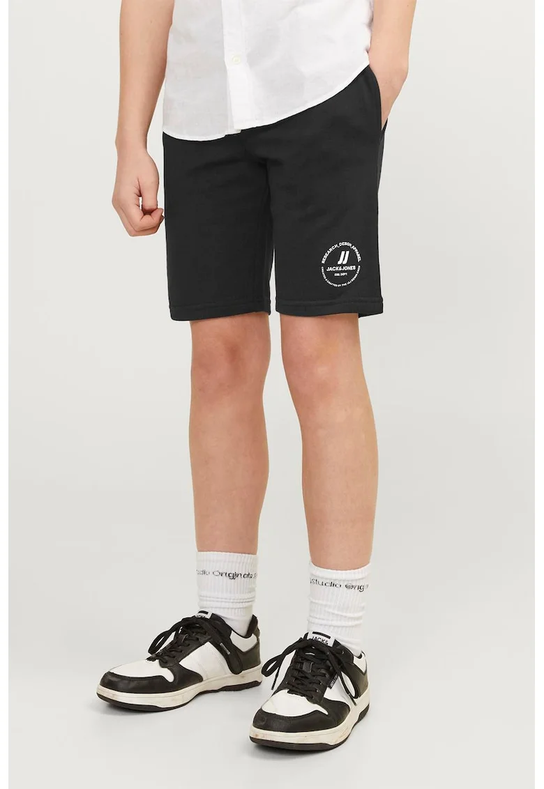 Bermude slim fit cu banda elastica in talie Swift, Negru