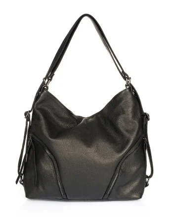 Geanta hobo de piele, Negru