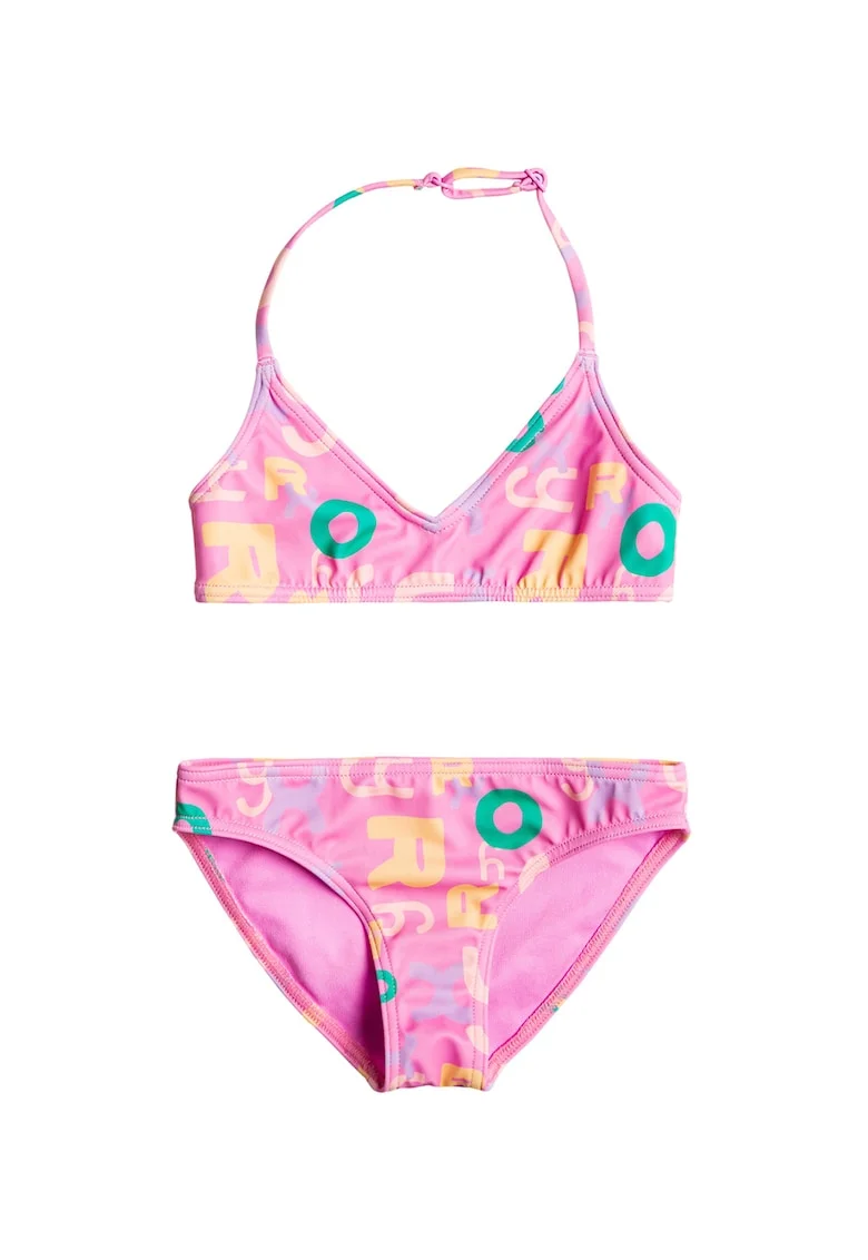 Costum de baie din doua piese, cu imprimeu Funny Bambino, Fucsia