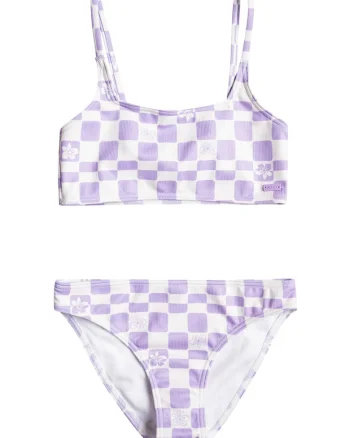 Costum de baie cu model in carouri Magical Waves - 2 piese, Violet