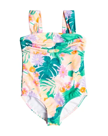 Costum de baie intreg cu fronseuri Paradisiac, Verde/Piersica
