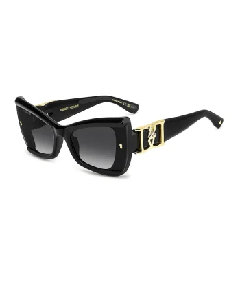 Ochelari de soare cat-eye supradimensionati, Negru