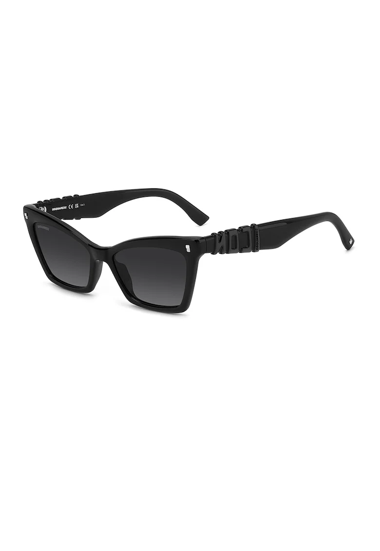 Ochelari de soare cat-eye cu model in degrade, Negru