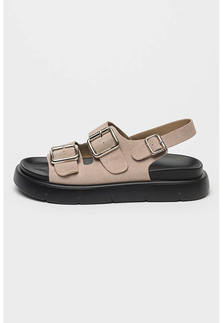 Sandale slingback de piele intoarsa, Roz pal