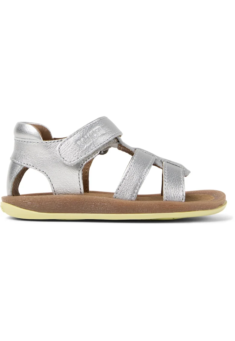 Sandale de piele cu velcro Bicho Bicho, Argintiu