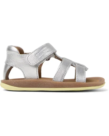 Sandale de piele cu velcro Bicho Bicho, Argintiu