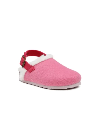 Papuci de casa pentru fete cu catarama,  Textil, Roz
