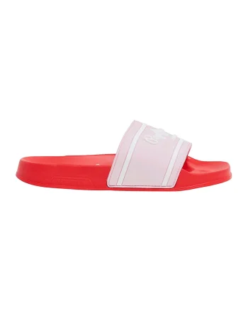 Papuci cu logo, Rosu vermillion/Roz pal