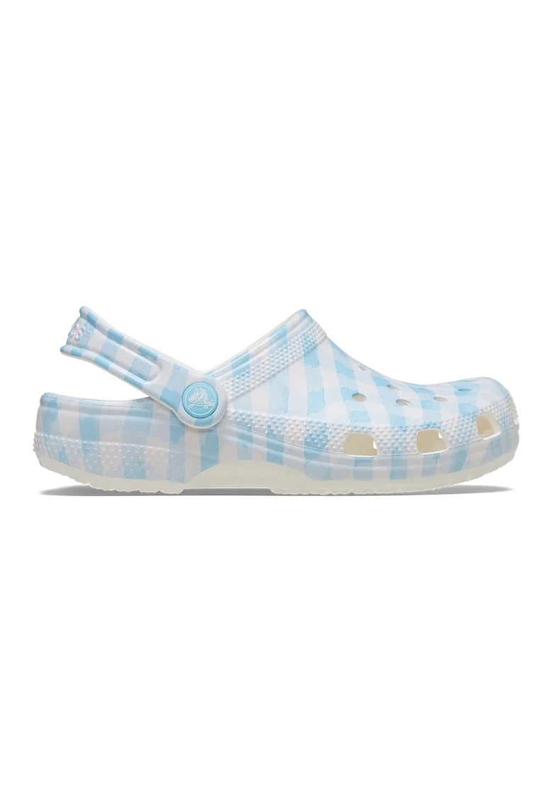Saboti slingback cu imprimeu houndstooth Classic, Alb/Albastru glaciar
