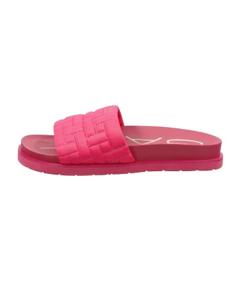 Papuci de piele cu garnituri cusute Mardale, Fucsia