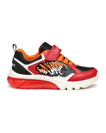 Pantofi sport cu model si LED-uri, Negru/Portocaliu/Rosu vermillion