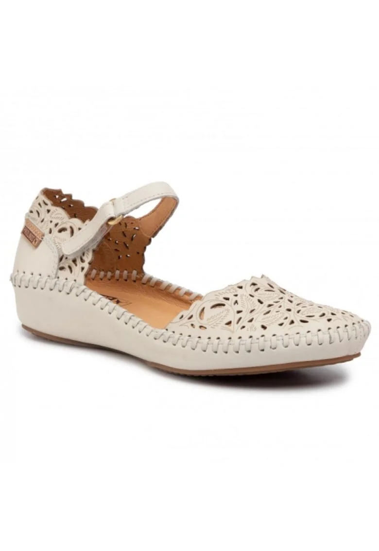 Pantofi Albi  perforati piele naturala 655-0906