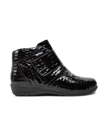 Botine Negru,  Piele lacuita, Negru