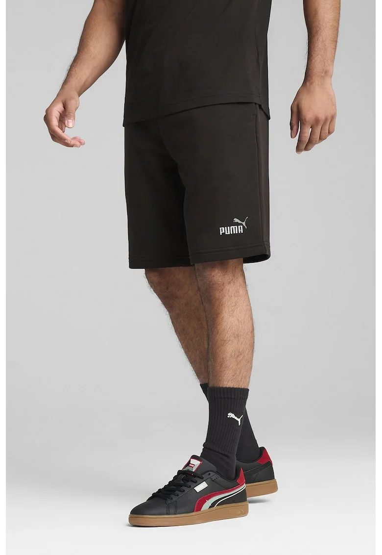 Bermude sport cu talie elastica Essentials 2, Negru/Alb murdar