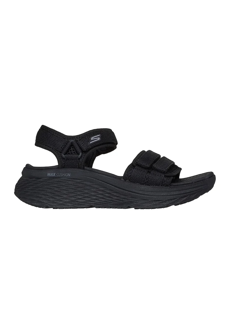 Sandale cu talpa plata si velcro, Negru