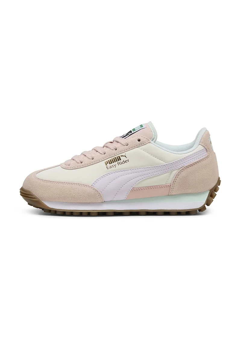 Pantofi sport Easy Rider de piele intoarsa si material textil, Alb fildes/Piersica