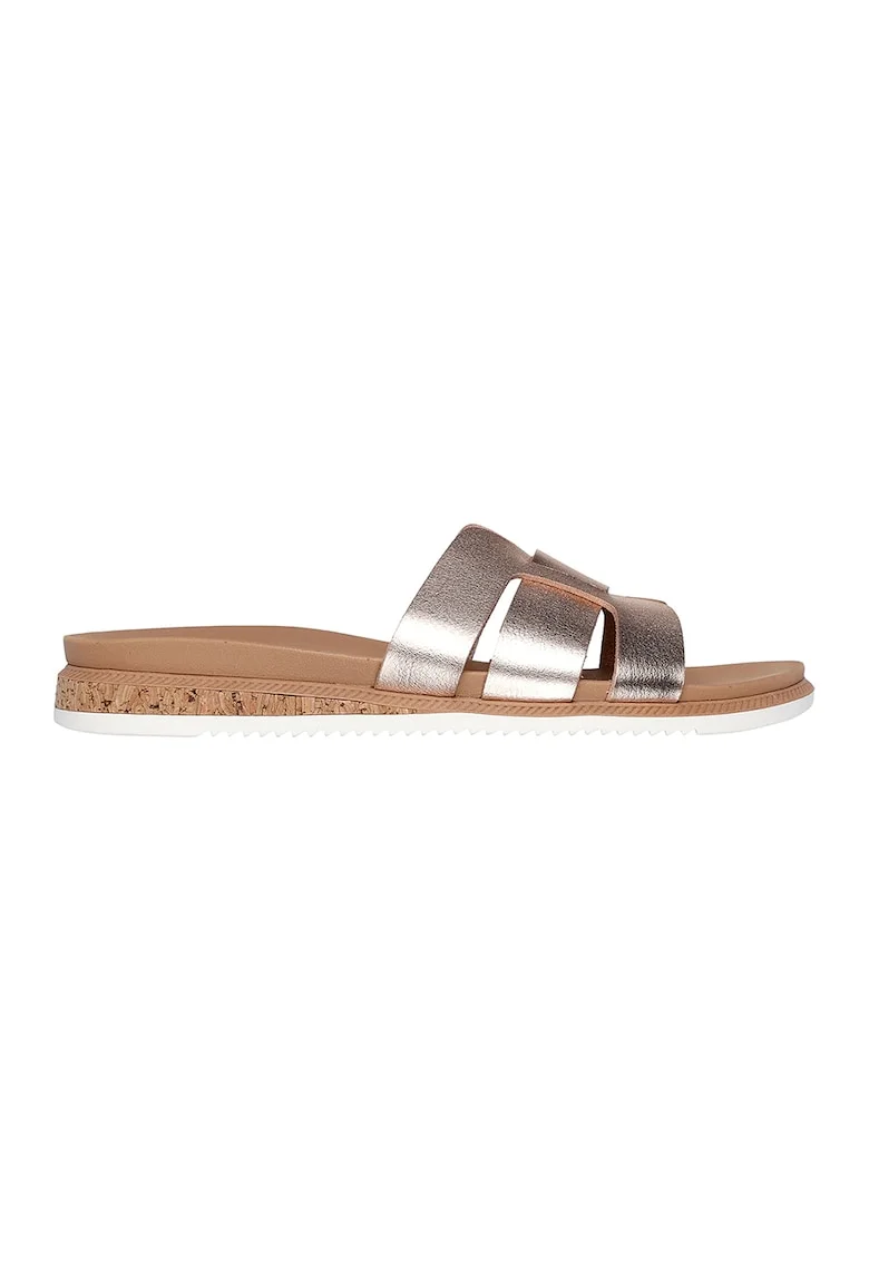 Papuci de piele ecologica Desert Kiss, Auriu rose