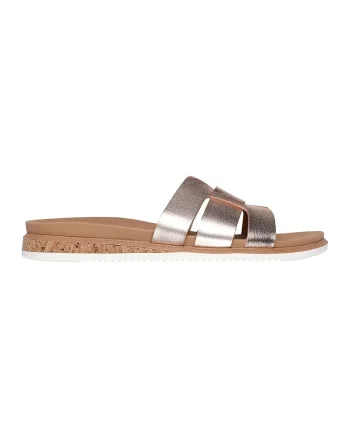 Papuci de piele ecologica Desert Kiss, Auriu rose