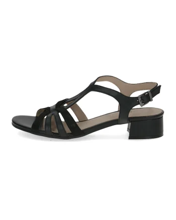 Sandale de piele cu toc masiv, Negru