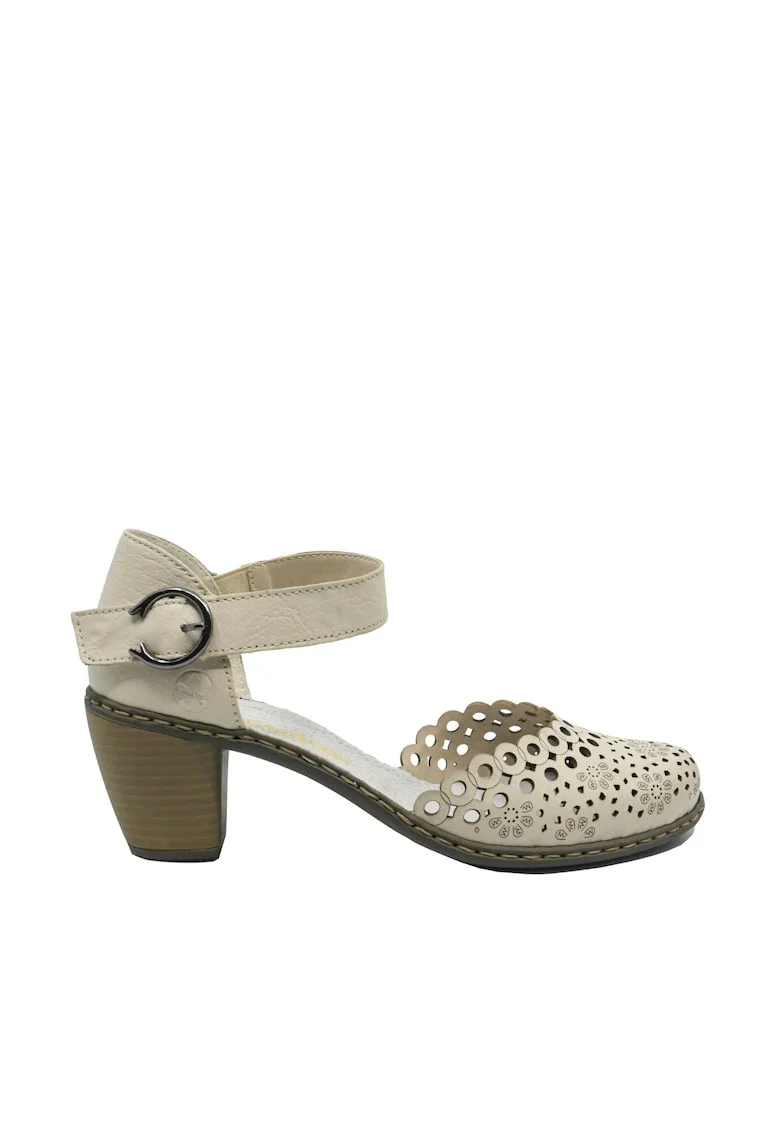 Pantofi decupati  bej din piele naturala cu perforatii dantelate RIK40902-60, Bej