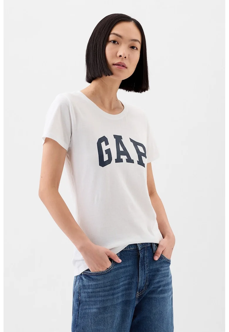 Tricou din bumbac cu logo, Alb/Albastru ultramarin