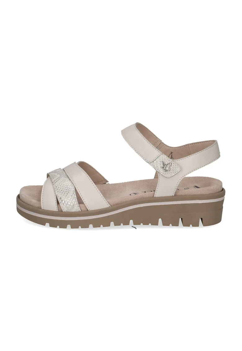 Sandale wedge de piele, Alb fildes