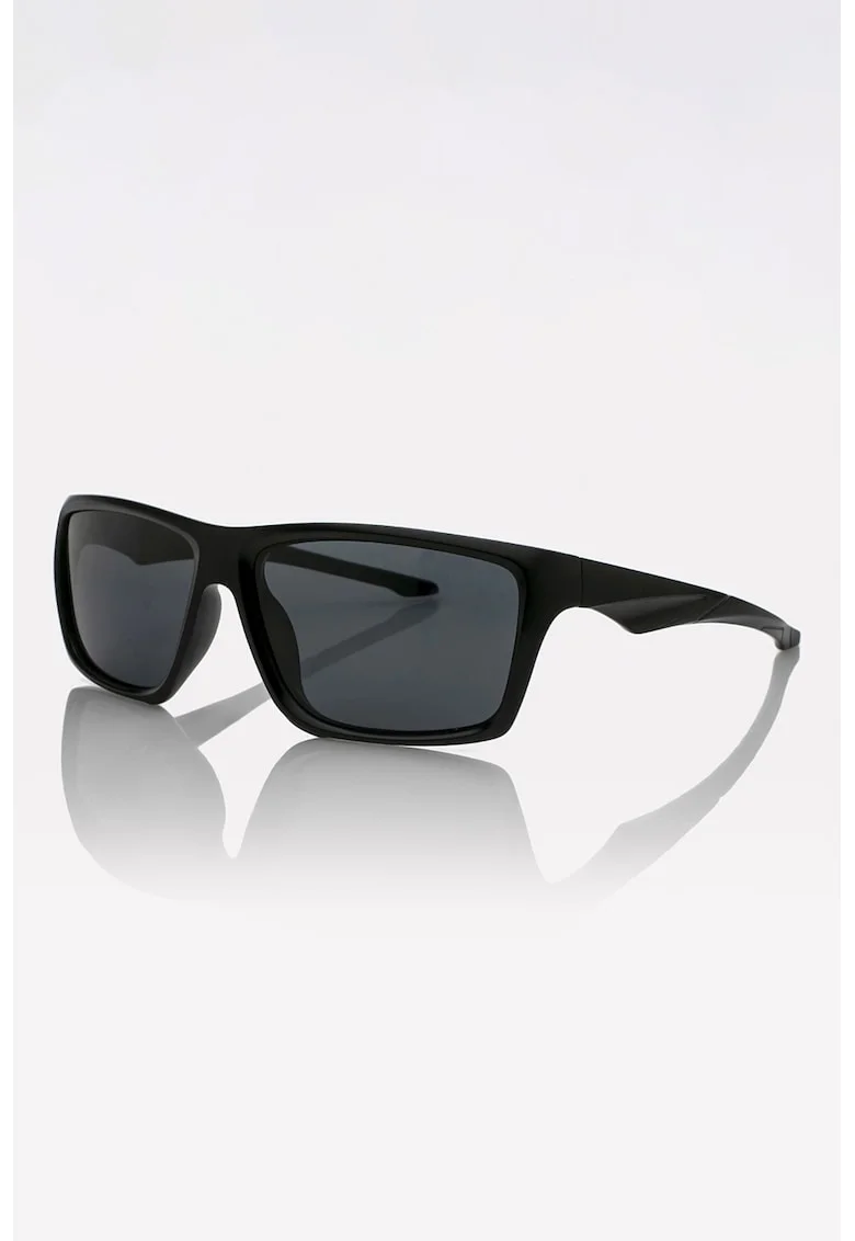 Ochelari de soare dreptunghiulari unisex cu lentile polarizate, Negru