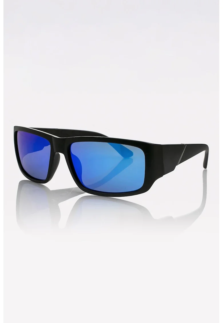 Ochelari de soare unisex cu lentile oglinda polarizate, Negru