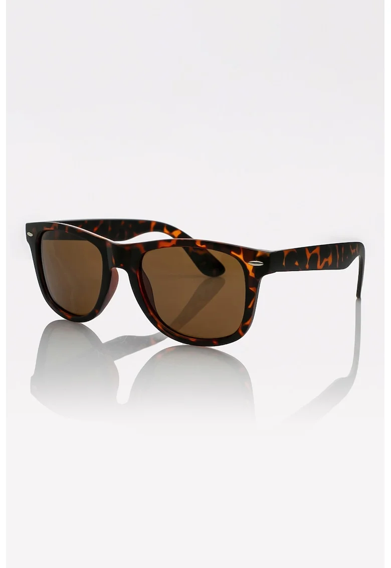 Ochelari de soare unisex cu lentile polarizate si model, Maro inchis/Portocaliu stins